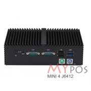 Системный блок myPOS EPIC J6412, 4GB, SSD 120 GB, 8 USB, 2 LAN, 12V3A, 5 СОМ, VGA, HDMI, черный корпус