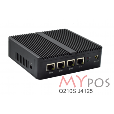 myPOS Q210S J4125, 4Gb, SSD 120 Gb, 4 USB, 1 COM, 12V3A, цвет черный,  без ОС