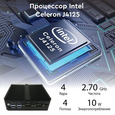 myPOS nano Q220P J4125, 4Gb, SSD 128 Gb, 6 USB, 2 LAN, 12V3A, VGA, HDMI, цвет черный,  без ОС